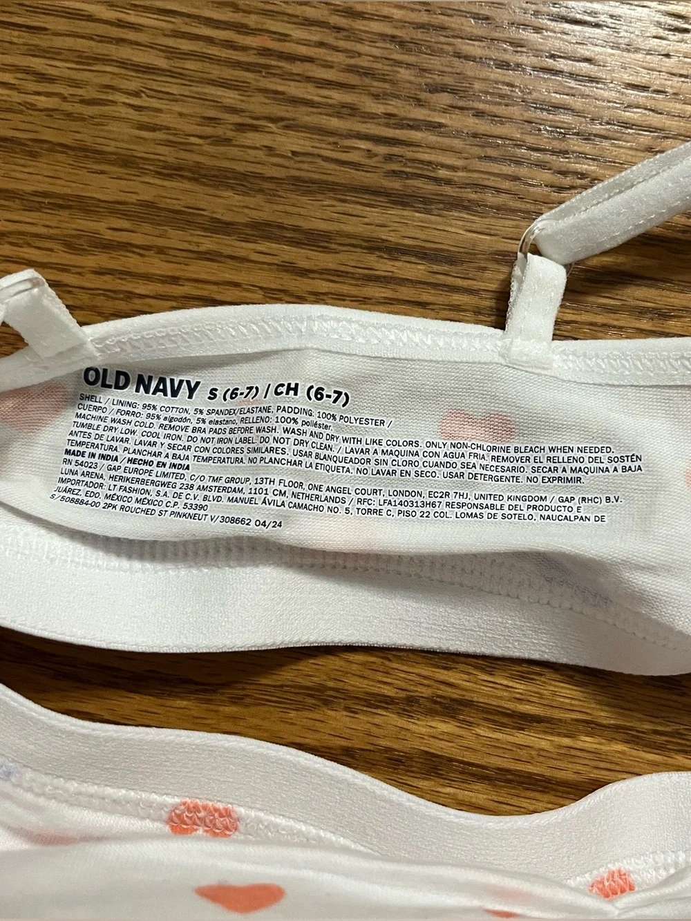 Old Navy Girls 3-Pack Bralettes in Peach, White Heart Print & Periwinkle
